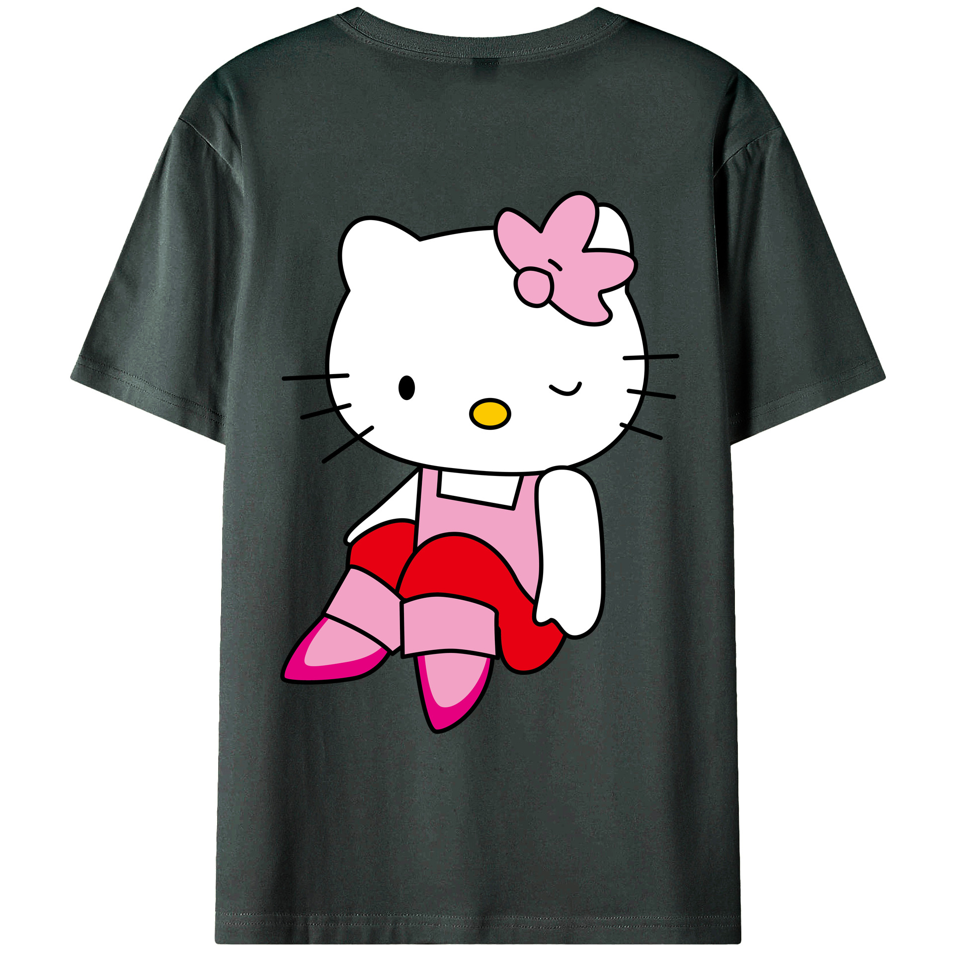 （画像用） Hello Kitty ハローキティ 綿100％ メンズ半袖Tシャツ（バックプリント） 通気性